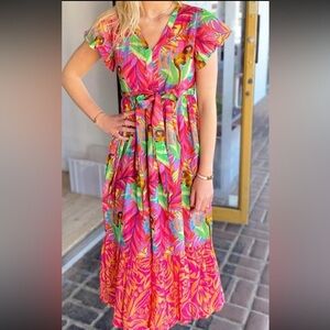 Tropical Pink and Green Women's Dress